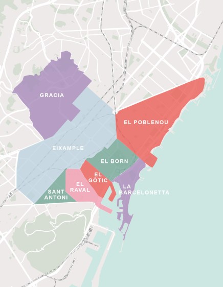 Alle wijken van Barcelona